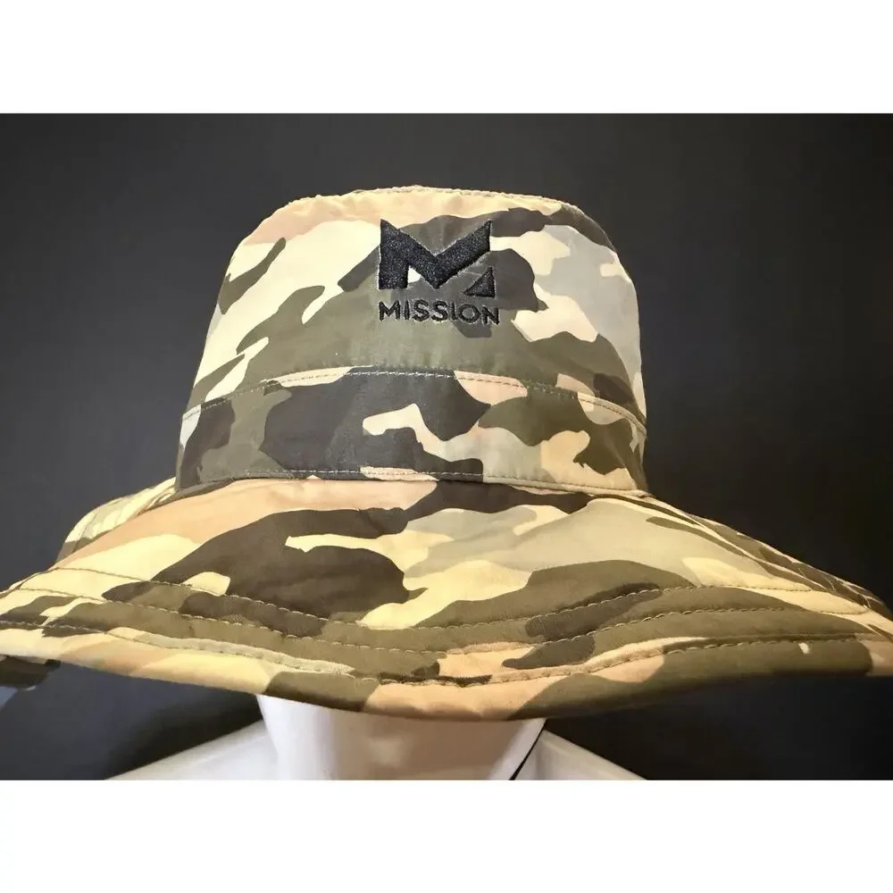 NWT Mission Camo Safari Cool UPF50 Wide Brim Boonie Drawstring Unisex Bucket Hat
